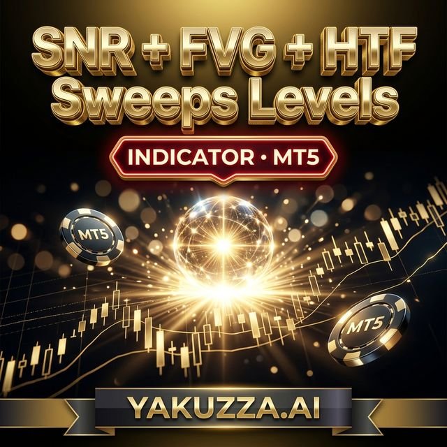 SNR + FVG + HTF Sweeps Levels — مؤشر الدعم والمقاومة والفجوات السعرية وكنس السيولة